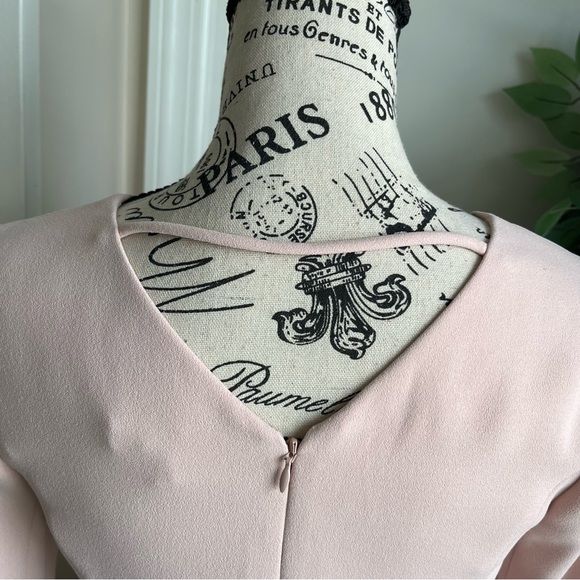 Halston Heritage V-Neck Flounce Sleeve Mini Cocktail Dress Pink Sz 0 - Picture 13 of 16